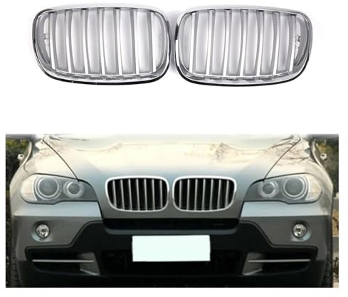 Rejilla radiador para BMW para X5 E70 para X6 E71 2008 2009 2010 2012 2013 Rejilla De Riñón Delantera De Coche Cromada Parrilla Izquierda + Derecha 2 Piezas Rejilla Frontal
