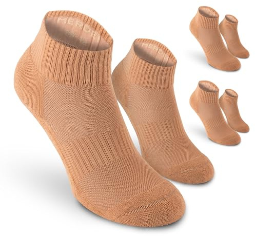 Safersox Tanzsocken kurz, 3 Paar, Hautfarbe Almond, Damen & Herren, 39-42 | Für Ballett, Jazz & Modern Dance: Socken zum Tanzen ohne Grip, perfekt zum Drehen. Ohne Logo in vielen Hautfarben