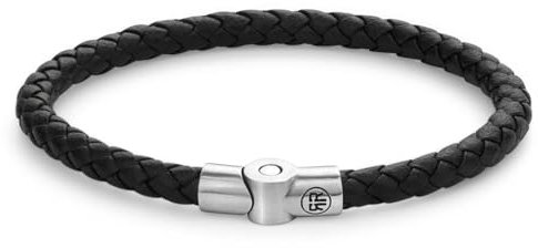Rebel & Rose Herren-Lederarmband Full Metal Single Round Black RR-M0040-S-XL 21 cm