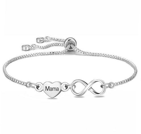 HEYEJET Muttertag Unendlichkeit Armband für Mama Mutter Geburtstag Geschenke für Damen Silber Tennisarmband für Ihr Weihnachten Valentinstag Danke Schmuck (Mama)