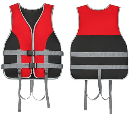 LIYGAOF Schwimmwesten 150N Wasserdicht Rettungsweste: Sommer Erwachsene Kinder Auftriebsweste Verstellbarer Schultergurt für Wassersport im Freien (Rot, XL)