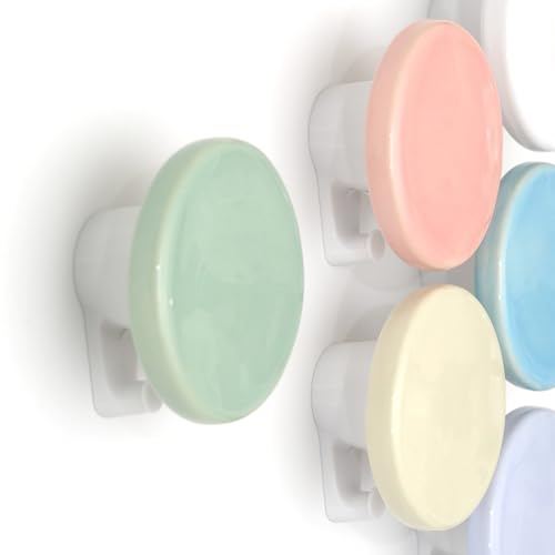 bomidé - Wandhaken Keramik rund – Handgemacht in Portugal, Garderobenhaken für Wand, Bad & Küche (2x Grün)