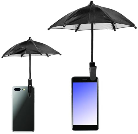 Lyreh Parapluie Téléphone Portable, Clip Parapluie Universel Réglable pour Téléphone Portable Pare-Soleil d'Extérieur Pratique Adapté à Tous Smartphones (Noir)