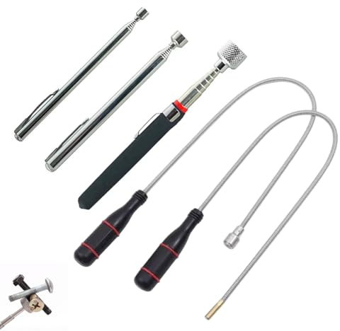 Magnetic Pickup Tool, 5 PCS Portable Telescopic Magnetic Pickup Tool Magnetic Handheld Stick with Non-Slip Handle, Flexible Bendable Spring Magnet Stick for Picking Up Small Parts Metal Objects