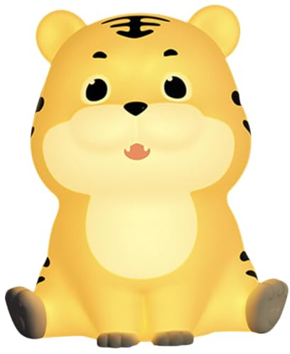 Uonlytech Wiederaufladbare Tiger Silikon Nachtlampe für Kinderzimmer Energiesparendes Weiches Licht Dimmbar durch Berührung Dekoratives Nachtlicht für Schlafzimmer und Wohnzimmer