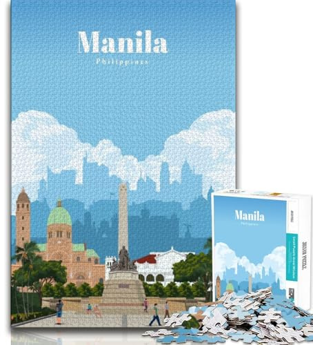 Puzzle Voyage à Manille pour Adultes et Adolescents, Jeu Stimulant et Jeu Familial idéal comme Cadeau pour Toute la Famille 38x26cm