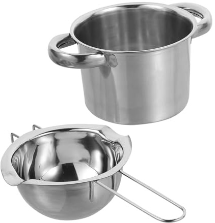 Alipis Stainless Steel Double Boiler Melting Pot with Long Handle Outer Pot Lightweight Chocolate Candy Butter Cheese Melter for Cooking and Baking