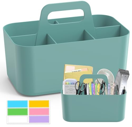 FKEWUK Korb Organizer mit Griff und 5 Fächern, Caddy Stapelbarer Abnehmbare | Schreibtisch Organizer für Bad Schminktisch Putzmittel Stifte, Tragbare Aufbewahrung Putzkorb Büro Ordnungssystem Nähkästchen