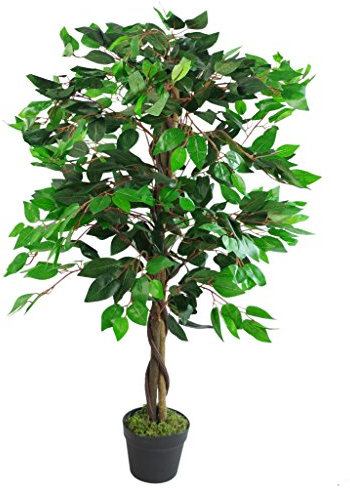 Leaf Artificial Tree/Plant, Wood, Green Twist Ficus, 110cm