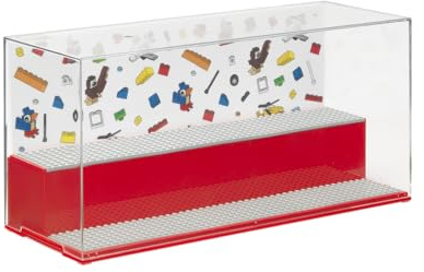 LEGO Play & Display Case mit Grauen Basisplatten: Aufbewahrung & Display - Lösung für LEGO - Sets und Minifiguren, Rot