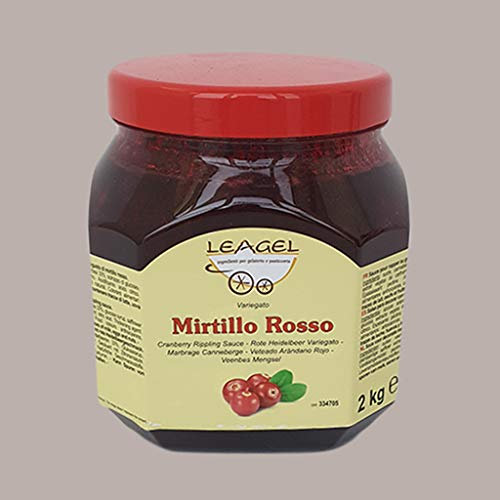 Variegato Salsa Frutta al Gusto Mirtillo Rosso con Pezzi Leagel - 2 Kg -