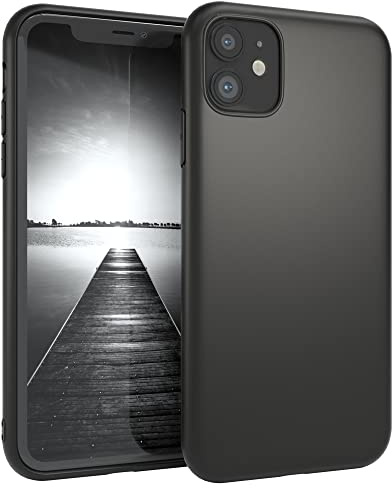 EAZY CASE Handyhülle Silikon mit Kameraschutz kompatibel mit iPhone 11 in Schwarz Matt, Ultra dünn, Slimcover, Silikonhülle, Hülle, Softcase, Backcover