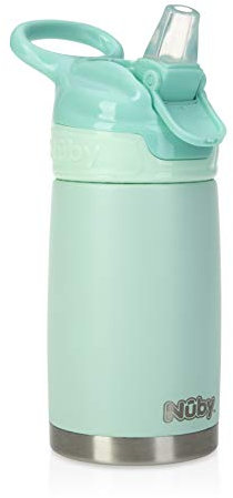 Nuby Gourde Reflex Flip-it | Isotherme en Acier Inoxydable | Anti-fuites | Voyage et Sorties | 300ml | Turquoise | +18 Mois