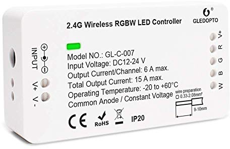 RGBW Zigbee Controller LED Strip Controller Smart Dimmer Compatible with Alexa,Philips Hue,Google Home and Many Other Zigbee Certified hubs, for DC12-24V LED Strip Lights