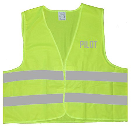 Warnweste - Signalweste - Pilot - Warnweste mit reflektierendem Aufdruck - Größe L/XL, Gelb