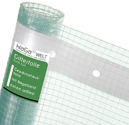 HaGa Gitterfolie 4m x 5m in transparent – Extrastarke Folie für Gewächshaus klein & groß – als Gewächshausfolie & Winterschutz