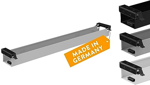 boho office® Kabelkanal Schreibtisch Kabelmanagement Kabelbox - beidseitig klappbare Kabelwanne inkl. Zubehör - Cable Organizer Desk Kabelmanagement durch Kabelschacht - Silber 107 cm