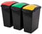 Addis 40 Litre Plastic Set of 3 Recycling 40 litre Waste Utility Bins, Black colour coded Lids Green, Red, Yellow