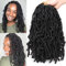 Leeven 12 Inch Short Nu Faux Locs Crochet Braids Hair for Distressed Faux Locs 6 Packs Natural Black Synthetic Short Bob Hair Extensions 1B#