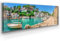 Panorama Leinwand, Hafen Fischerdorf, Mallorca - als 150x50cm großes XXL Leinwandbild. Wandbild als Hintergrund und Deko für Wohnzimmer & Schlafzimmer. Aufgespannt auf 2cm Holzrahmen