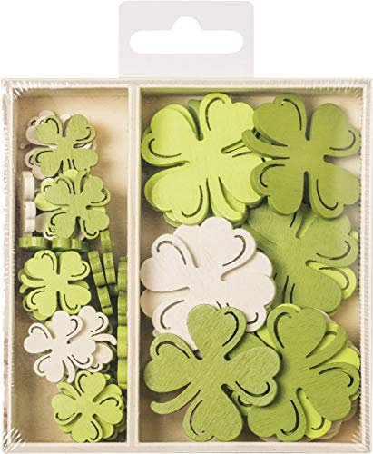 Knorr Prandell 54 bunte Holzdekorationen Kleeblätter Ornamente für Scrapbooking Kleeblatt