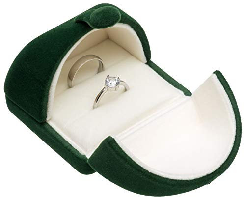 POKOFO Double Velvet Jewelry Packaging Display Storage Case Wedding Ring Gift Box (Green)