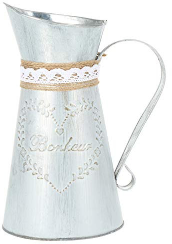 YARNOW Shabby Chic Rustique Ferme Cruche Pichet De Fleurs Vase Vintage en Métal Galvanisé Pot De Fleur Fleur De Fer Seau Décoratif Planteur Table Maîtresse
