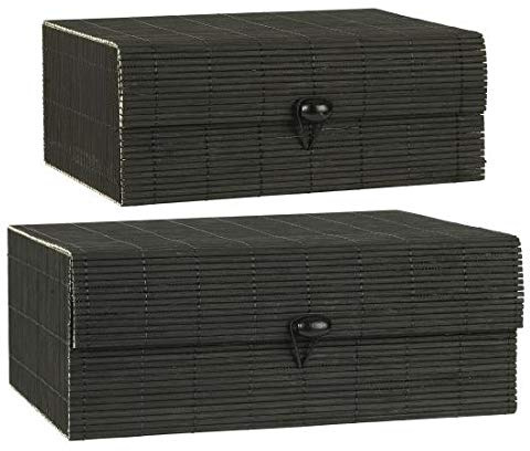 Ib Laursen 2er Set Dekorative Bambusbox mit Deckel schwarz