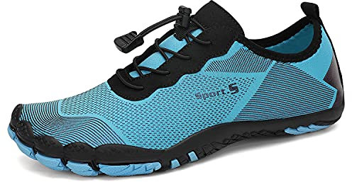 Dannto Homme Chaussures de Fitness Trail Running Femme Chaussures Minimalistes Chaussons Aquatiques Outdoor & Indoor Chaussures de Sport(Bleu Clair-K,47)