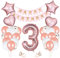 Vicloon Compleanno Decorazione, Palloncini 3 Anni Buon Compleanno Banner Palloncini con Lattice per Ragazza Donna Ragazzi
