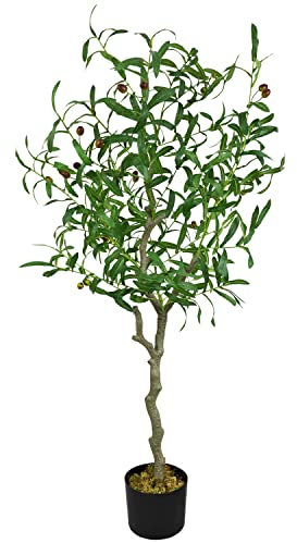 Decovego Olivenbaum Olive Künstlich Olivenbusch Kunstbaum Kunstpflanze Künstliche Pflanze Künstlicher Baum Innendekoration 125 cm