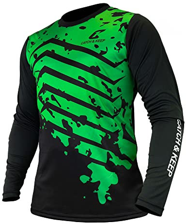 CATCH & KEEP Torwarttrikot Green Protection I Torwarttrikot Herren & Damen I Torwarttrikot Kinder mit Polsterungen an den Ellbogen I Atmungsaktives Material I Gr. 140