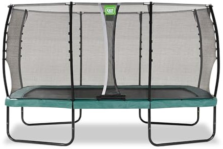 EXIT Toys Allure Classic Rechteckiges Trampolin - 244x427cm - Mit Fußschutzsystem - Mit Sicherheitsnetz - Wasserbeständig - Starkes Großtrampolin - Für alle Altersgruppen - Grün