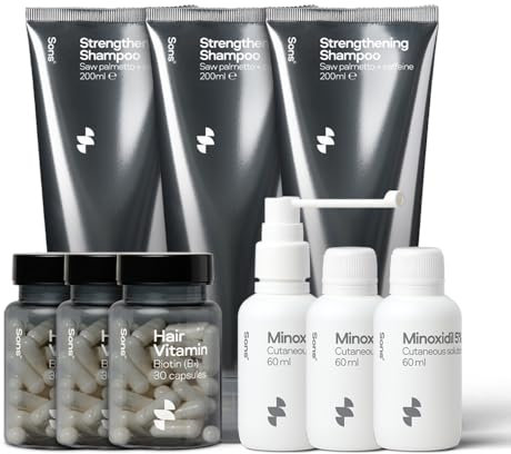 Sons Haarpflege Set für Männer, Minoxidil 5%, DHT Blocker Shampoo, Biotin, Vitamin B7, unterstützt Haarwachstum bei Haarausfall & Ausdünnung, fördert dichteres Haar, 3 Monate