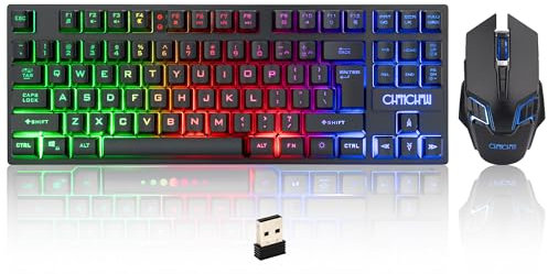 CHONCHOW Clavier de jeu et souris sans fil G112 (expédié depuis les États-Unis, combo noir)