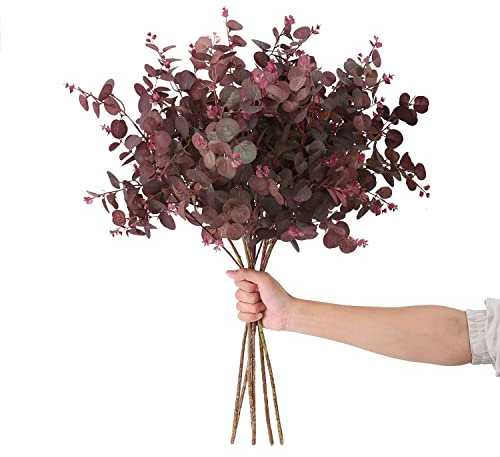 SHUOTAO 3 plantas artificiales de seda con hojas de eucalipto de 29 pulgadas de alto, ramas de eucalipto, decoración de arreglos florales, plantas artificiales para interiores y hogares, decoración de