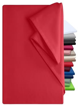 npluseins Bettlaken 240x275cm – Leintuch ohne Gummizug – Tuch ist ideal für Terrasse Reisen Camping und Tischtuch - Wohnmobil Laken - Betttuch ohne Gummizug – 100% Baumwolle ca. 240 x 275 cm, rot