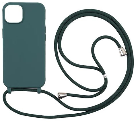 TN Shopping Handykette Hülle für iPhone 12 Mini((5.4) mit Band Halsband Lanyard (abnehmbar) Handyhülle,Handyhülle mit Verstellbarer Lanyard,Stoßfest Silikonhülle Handykette Hülle .-Grün