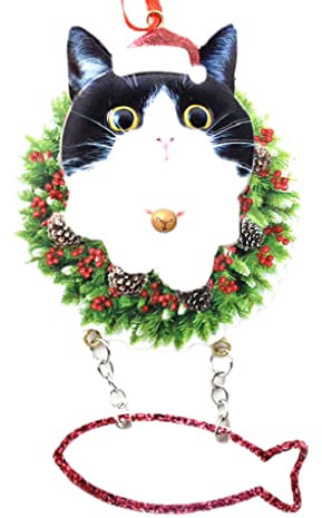 eBoutik Weihnachten 2023 Haustier Ornament, Erinnerung Andenken Weihnachtsbaum Dekoration Kugel - (Schwarz und Weiß Katze)