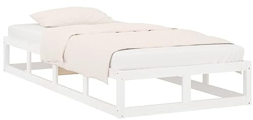 vidaXL Massivholzbett Bettgestell Bett Holzbett Einzelbett Bettrahmen mit Lattenrost Schlafzimmerbett Schlafzimmermöbel Weiß 75x190cm