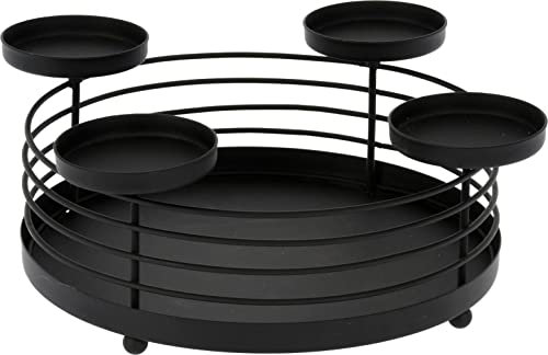 matrasa Design Adventskranz aus Metall - Kerzenleuchter Advent Kerzenhalter schmückbar Schwarz