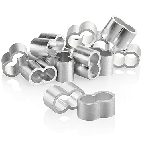 COM-FOUR® 12x Morsetti per fune 10mm - Morsetti a strozzo in alluminio - Manicotti per corde di espansione - Doppi manicotti per cinghie elastiche (color argento - 10mm)
