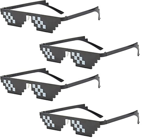 Thug Life Sonnenbrillen, Pixelig Mosaik Brille, Party Sonnenbrille, MLG Brille, Unisex Sonnenbrillen, Lustige Brille, Schwarze Sonnenbrille, für Karneval/Fasching Party Cosplay Kostüm Halloween, 4pc