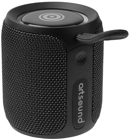 Artsound PWR01 - Compact Portable Bluetooth IPX7 Waterproof Speaker in Black with 12 Hours of Playback