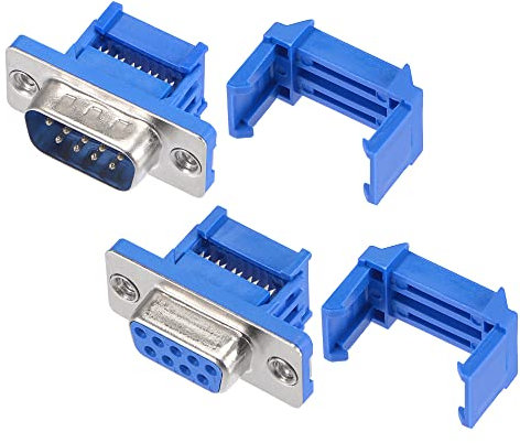 QUARKZMAN D-Sub DB9 Conector 9 Pasadores 2 Hila Macho Hembra IDC Rizado Puerto Terminal para Plano Cinta Cable, Juego de 10