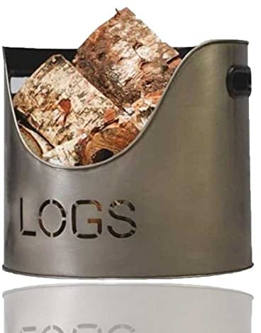 KHAPALWAK Firewood Decorative Log Bucket, Fireside Kindling Storage Bucket, Log Basket, Fireplace Wood Holder Metal Rack