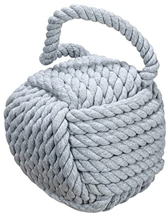 Nautical Rope Knot Decorative Cotton Door Stop, Grey