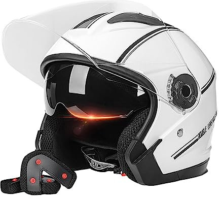 Caschi Moto Integrali, Caschi da bicicletta a doppia visiera sicuri con cinturino con fibbia regolabile, Berretto da motociclista da baseball antiurto Caschi da bici per donna Uomo Ciclismo Rianpesn