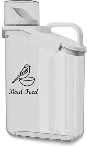 Ctomche Pet Food Storage Container,Bird Food Storage Container with Measuring Cup and Pour Spout,Airtight Bird Seed Storage BPA Free Plastic Transparent Leakproof Seed Storage Container,2.8L