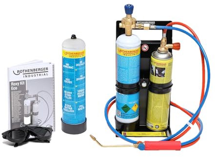 ROTHENBERGER Industrial Autogenschweiß- und Hartlötgerät Roxy Kit Eco, inkl. 2 x Sauerstoffeinwegflasche 110bar-930 ml und 1 x Maxigas-600 ml und umfangreichem Zubehör